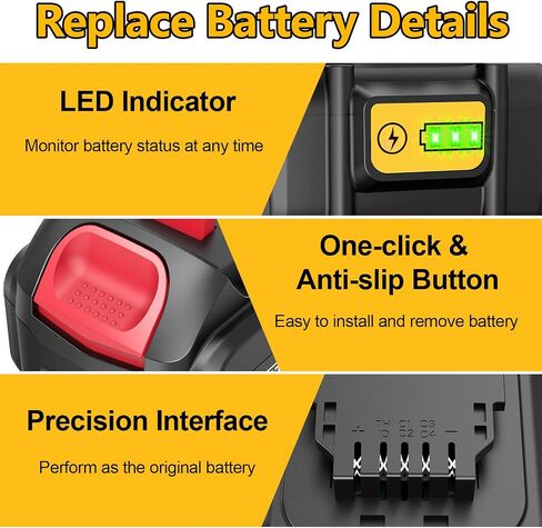 20V 6.0Ah Li-ion Battery Replace for Dewalt 20V Battery, 20V 6.0Ah High Capacity Compatible with Dewalt 20V Battery DCB206 DCB201 DCB200, for Dewalt 20V Power Tools in Kuwait