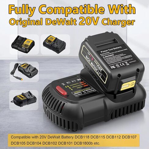 20V 6.0Ah Li-ion Battery Replace for Dewalt 20V Battery, 20V 6.0Ah High Capacity Compatible with Dewalt 20V Battery DCB206 DCB201 DCB200, for Dewalt 20V Power Tools in Kuwait