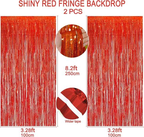 KALOR 2 Pcs 3.2ft x 8.2ft Candy Pink Metallic Shiny Tinsel Foil Fringe Curtain Photo Booth Backdrop for Birthday Party Baby Shower Wedding Graduation Party Decorations in Saudi Arabia