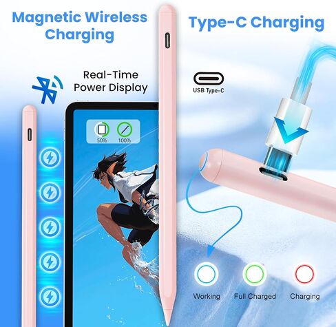 Pencil Pro for iPad Pro Pencil for iPad with Magnetic Wireless Charging,Palm Rejection,Stylus Pen for Apple iPad Air 5th Generation Pen,iPad Pro 12.9/11,iPad Mini 6th,iPad 10th/9th/8th,Purple in Kuwait