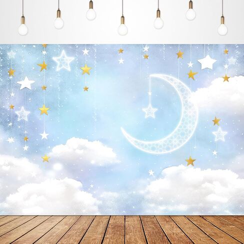 Glawry Noah's Ark Backdrop for Photography 7wx5h Feet Oh Baby Boho blue Pampas Flower Flower Cartoon Woodland Ocean Lovely Clouds Newborn Kid Party Decoration in Kuwait