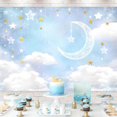 Glawry Noah's Ark Backdrop for Photography 7wx5h Feet Oh Baby Boho blue Pampas Flower Flower Cartoon Woodland Ocean Lovely Clouds Newborn Kid Party Decoration in Kuwait