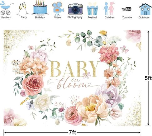 Glawry Noah's Ark Backdrop for Photography 7Wx5H Feet Oh Baby Boho Blue Pampas Flower Cartoon Woodland Animal Ocean Lovely Clouds Newborn Kid Party Decorations Photoshoot Background Photo Booth Studio in Saudi Arabia