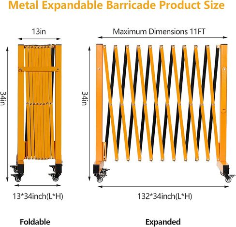 16FT Industrial Expandable Barricade Folding Security Gate with Wheels,Retractable Driveway Gate with Alloy Fence (16FT) in Saudi Arabia