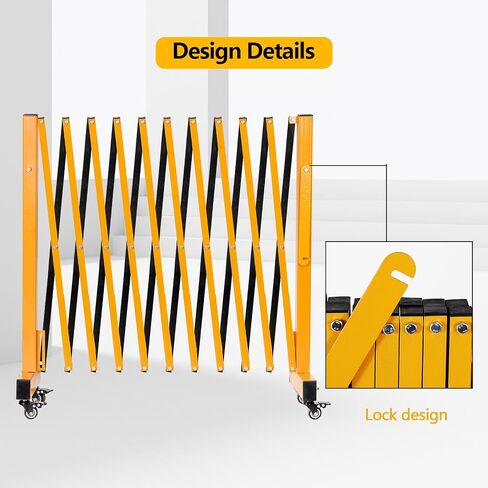 16FT Industrial Expandable Barricade Folding Security Gate with Wheels,Retractable Driveway Gate with Alloy Fence (16FT) in Saudi Arabia