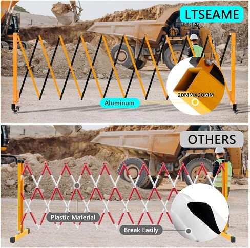 16FT Industrial Expandable Barricade Folding Security Gate with Wheels,Retractable Driveway Gate with Alloy Fence (16FT) in Saudi Arabia