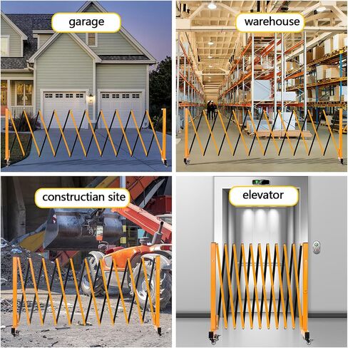 16FT Industrial Expandable Barricade Folding Security Gate with Wheels,Retractable Driveway Gate with Alloy Fence (16FT) in Saudi Arabia