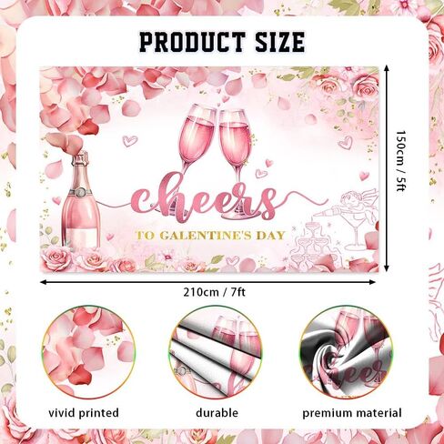 7x5ft Galentine's Day Backdrop Cheers to Galentine's Day Photography Background Pink Floral Champagne Galentine's Day Party Decorations Banner Photo Props in Saudi Arabia