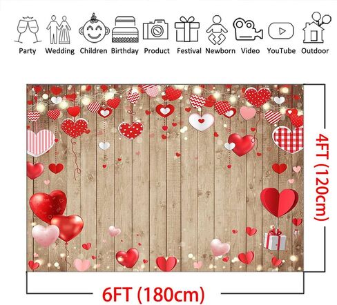Mocsicka Rustic Wood Valentine Backdrop 7x5ft Brown Wood Love Hearts Day Galentine Procundy Decorations Wedding Valentine Backdrops in Kuwait