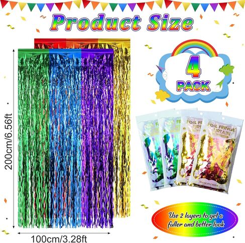 4 Pack 3.3X6.6Ft Blue Dog Foil Fringe Curtains Backdrop Decorations, Orange and Blue Dog Paw Printed Birthday Tinsel Metallic Streamers Photo Booth Backdrop for Blue Dog Theme Birthday Party Supplies in Saudi Arabia