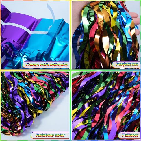 4 Pack 3.3X6.6Ft Blue Dog Foil Fringe Curtains Backdrop Decorations, Orange and Blue Dog Paw Printed Birthday Tinsel Metallic Streamers Photo Booth Backdrop for Blue Dog Theme Birthday Party Supplies in Saudi Arabia
