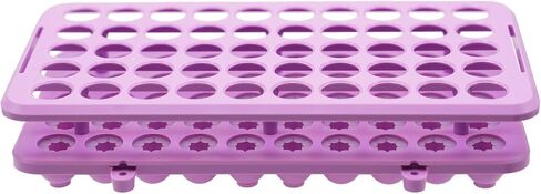 قطعة واحدة من حامل رف أنبوب الاختبار البلاستيكي لأنابيب الطرد المركزي 5 مل/10 مل/15 مل، قابلة للفصل، أنابيب وسادة من السيليكون 50 فتحة بقطر الثقب 18 مم (أزرق فاتح) in Kuwait