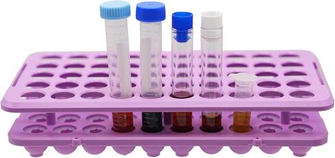 قطعة واحدة من حامل رف أنبوب الاختبار البلاستيكي لأنابيب الطرد المركزي 5 مل/10 مل/15 مل، قابلة للفصل، أنابيب وسادة من السيليكون 50 فتحة بقطر الثقب 18 مم (أزرق فاتح) in Kuwait