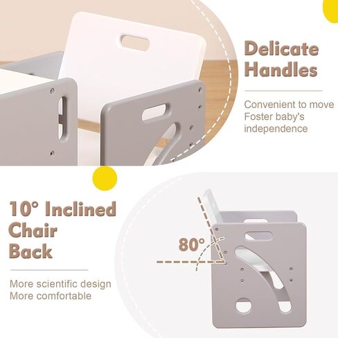 طاولة فونليو مونتيسوري وكرسي مصممة للأطفال الصغار الذين تتراوح أعمارهم بين 1-3 ، طاولة أطفال قابلة للتعديل ، كرسي طاولة كوب كيدز للقراءة/الأكل/اللعب ، سهلة التجميع ، معتمدة من CPC in Kuwait