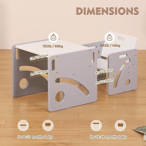 طاولة فونليو مونتيسوري وكرسي مصممة للأطفال الصغار الذين تتراوح أعمارهم بين 1-3 ، طاولة أطفال قابلة للتعديل ، كرسي طاولة كوب كيدز للقراءة/الأكل/اللعب ، سهلة التجميع ، معتمدة من CPC in Kuwait