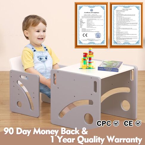 طاولة فونليو مونتيسوري وكرسي مصممة للأطفال الصغار الذين تتراوح أعمارهم بين 1-3 ، طاولة أطفال قابلة للتعديل ، كرسي طاولة كوب كيدز للقراءة/الأكل/اللعب ، سهلة التجميع ، معتمدة من CPC in Kuwait