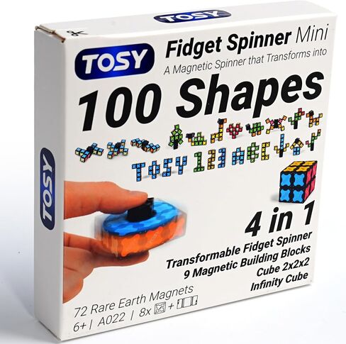 TOSY Magnet Fidget Spinner Glow - 3in1 Toy: Transformable Fidget Spinner with 136 Magnets, Infinity Cube, 2x2 Puzzle Cube for Beginners, Glowing, Stress Relief for Adult, STEAM Valentine Easter Gift in Saudi Arabia