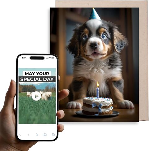 Magic Greetings - Funny Monkey Birthday Card - 3D Interactive Video Card – Monkeying Around Birthday Card for Kids, Mom, Dad, Husband, Friends - Easy QR Activation No App Needed - Made in the USA in Saudi Arabia