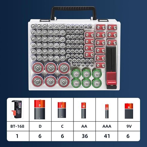 RISOU Battery Organizer Storage Case,Stores More Than 95 Batteries - Battery Storage Box for AA AAA 9V C D Lithium 3vLR44 CR2016 CR1632 CR2032 CR2025 (CASE ONLY) (Transparent) in Saudi Arabia