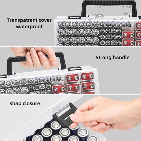 RISOU Battery Organizer Storage Case,Stores More Than 95 Batteries - Battery Storage Box for AA AAA 9V C D Lithium 3vLR44 CR2016 CR1632 CR2032 CR2025 (CASE ONLY) (Transparent) in Saudi Arabia