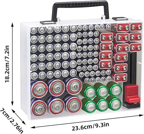 RISOU Battery Organizer Storage Case,Stores More Than 95 Batteries - Battery Storage Box for AA AAA 9V C D Lithium 3vLR44 CR2016 CR1632 CR2032 CR2025 (CASE ONLY) (Transparent) in Saudi Arabia