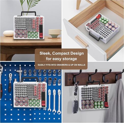 RISOU Battery Organizer Storage Case,Stores More Than 95 Batteries - Battery Storage Box for AA AAA 9V C D Lithium 3vLR44 CR2016 CR1632 CR2032 CR2025 (CASE ONLY) (Transparent) in Saudi Arabia
