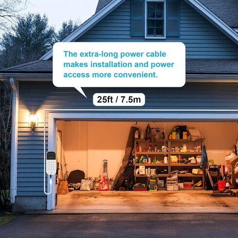 iTODOS 20ft/6m Power Cable and Adapter for myQ Smart Garage Door Video Keypad, Weatherproof Outdoor Flat Charging Cable Continuously Charging Your Video Keypad in Saudi Arabia