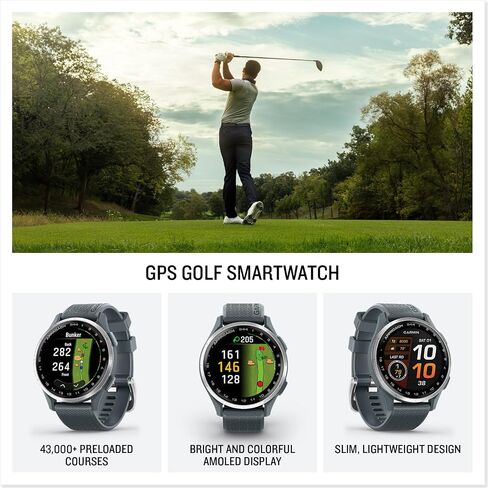 Garmin Approach® S50, Advanced Golf GPS Smartwatch, AMOLED Display, On-Course Features, Wrist-Based Heart Rate, Slate Aluminum Bezel with Black ComfortFit Nylon Band in Saudi Arabia
