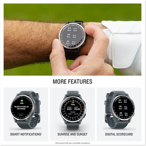 Garmin Approach® S50, Advanced Golf GPS Smartwatch, AMOLED Display, On-Course Features, Wrist-Based Heart Rate, Slate Aluminum Bezel with Black ComfortFit Nylon Band in Saudi Arabia
