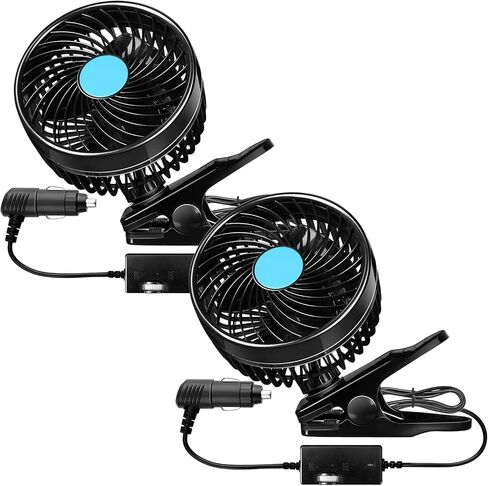 2 PCS 360 درجة مروحة السيارة 6 '' 12V مروحة السيارة مروحة محمولة مروحة مقعد السيارة مروحة التبريد مع تنظيم السرعة بدون خطوة وسداف سجائر أخف لسيارات الدفع الرباعي ، السيارات ، الحافلات (كوب الشفط) in Kuwait