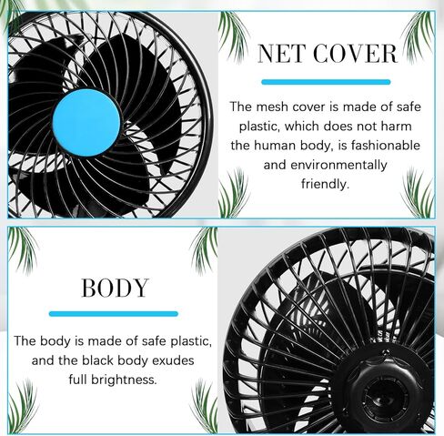 2 PCS 360 درجة مروحة السيارة 6 '' 12V مروحة السيارة مروحة محمولة مروحة مقعد السيارة مروحة التبريد مع تنظيم السرعة بدون خطوة وسداف سجائر أخف لسيارات الدفع الرباعي ، السيارات ، الحافلات (كوب الشفط) in Kuwait