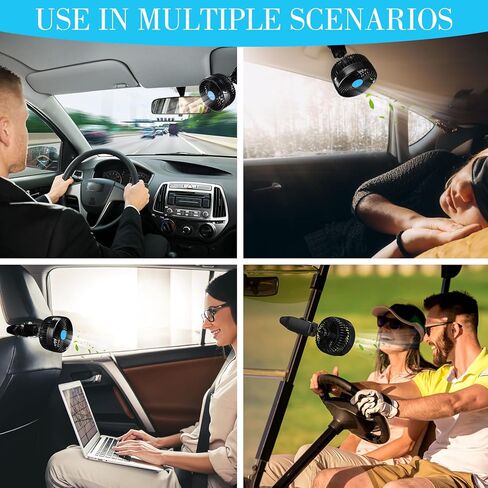 2 PCS 360 درجة مروحة السيارة 6 '' 12V مروحة السيارة مروحة محمولة مروحة مقعد السيارة مروحة التبريد مع تنظيم السرعة بدون خطوة وسداف سجائر أخف لسيارات الدفع الرباعي ، السيارات ، الحافلات (كوب الشفط) in Kuwait