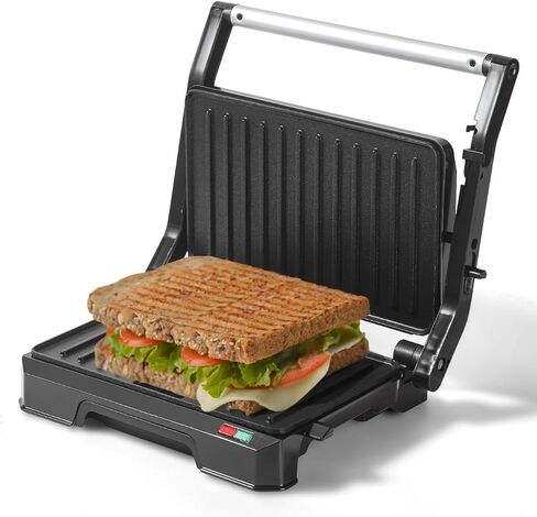 Panini Press Grill Sandwich Maker, Large Electric 3 in 1 Panini Sandwich Maker Grill, Open 180 Degrees for Grill Indoor, Perfect for Grilling Steaks, Burger, Sandwich,Non-stick Pan, Black in Kuwait