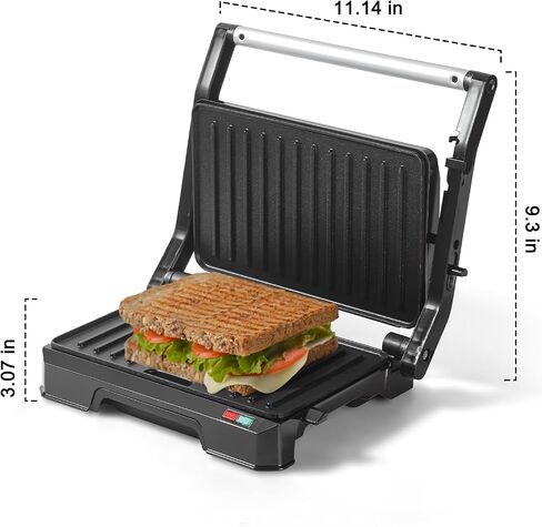 Panini Press Grill Sandwich Maker, Large Electric 3 in 1 Panini Sandwich Maker Grill, Open 180 Degrees for Grill Indoor, Perfect for Grilling Steaks, Burger, Sandwich,Non-stick Pan, Black in Saudi Arabia