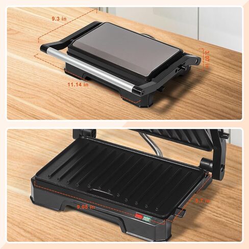 Panini Press Grill Sandwich Maker, Large Electric 3 in 1 Panini Sandwich Maker Grill, Open 180 Degrees for Grill Indoor, Perfect for Grilling Steaks, Burger, Sandwich,Non-stick Pan, Black in Saudi Arabia