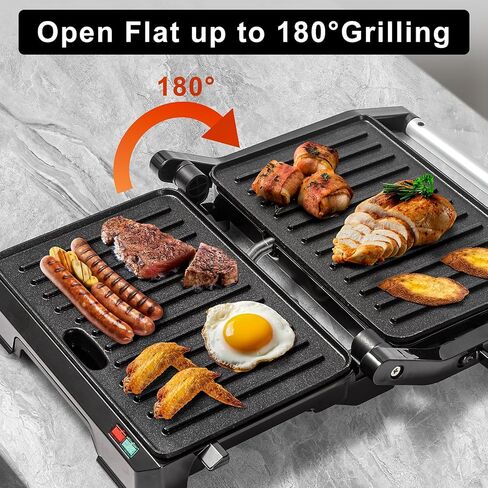 Panini Press Grill Sandwich Maker, Large Electric 3 in 1 Panini Sandwich Maker Grill, Open 180 Degrees for Grill Indoor, Perfect for Grilling Steaks, Burger, Sandwich,Non-stick Pan, Black in Saudi Arabia