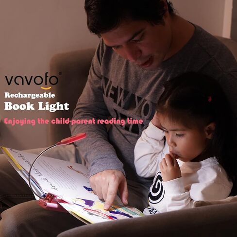Vavofo مصباح القراءة القابل لإعادة الشحن ، 7 LED مع 9 درجة حرارة اللون 9 مستويات السطوع مقطع على ضوء الكتاب للقراءة في السرير مع مؤشر الطاقة لديدان الكتب (أسود) in Kuwait
