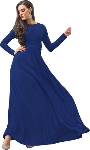 KOH KOH Womens Long Sleeve Soft Flowy Empire Waist Fall Winter Party Gown in Kuwait