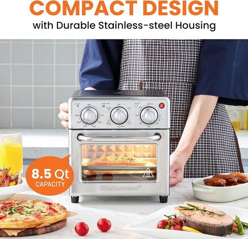 مقلاة هوائية شخصية Elite Gourmet EAF1121، مدمجة، بدون زيت، 1000 وات، 1.1 كيو تي | طباخ صحي ومؤقت وعناصر تحكم في درجة الحرارة - تصميم موفر للمساحة in Kuwait
