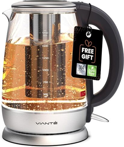 Vianté Electric Gooseneck Kettle with Precise Temperature Control. Pour Over Coffee & Tea Kettle. Boil-Dry Protection & Keep Warm Function. Stainless Steel, BPA-Free. Includes V60#2 Filters. 0.8L in Saudi Arabia