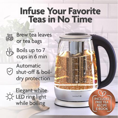 Vianté Electric Gooseneck Kettle with Precise Temperature Control. Pour Over Coffee & Tea Kettle. Boil-Dry Protection & Keep Warm Function. Stainless Steel, BPA-Free. Includes V60#2 Filters. 0.8L in Saudi Arabia