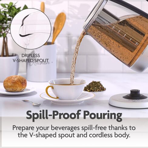 Vianté Electric Gooseneck Kettle with Precise Temperature Control. Pour Over Coffee & Tea Kettle. Boil-Dry Protection & Keep Warm Function. Stainless Steel, BPA-Free. Includes V60#2 Filters. 0.8L in Saudi Arabia