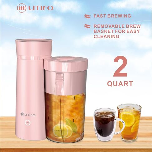 LITIFO Iced Tea Maker and Iced Coffee Maker Brewing System with 2-quart Pitcher, Perfect For Fruit Infused Tea, Lemonade, Flavored Water (Light Green) in Saudi Arabia