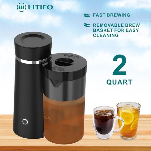 LITIFO Iced Tea Maker and Iced Coffee Maker Brewing System with 2-quart Pitcher, Perfect For Fruit Infused Tea, Lemonade, Flavored Water (Light Green) in Saudi Arabia