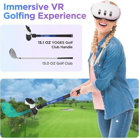 YOGES VR Golf Club Attachment Compatible with Meta Quest 3S/ Quest 3/ Oculus Quest 2 Controller, Non-Slip VR Golf Handle Grips 90 Degree Keep Tracking for Golf VR Games (ONLY for Right Controller) in Saudi Arabia