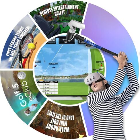 YOGES VR Golf Club Attachment Compatible with Meta Quest 3S/ Quest 3/ Oculus Quest 2 Controller, Non-Slip VR Golf Handle Grips 90 Degree Keep Tracking for Golf VR Games (ONLY for Right Controller) in Saudi Arabia