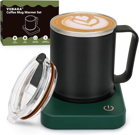 مجموعة VOBAGA لتدفئة قدح القهوة مع إيقاف تلقائي، تأتي مع كوب قهوة 15 أونصة، 3 إعدادات لدرجة الحرارة لأكواب القهوة وتدفئة الشموع المحمولة لملحقات مكتب المنزل والمكتب in Kuwait