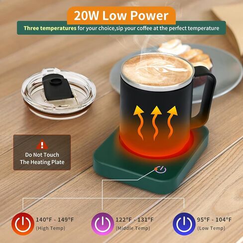 مجموعة VOBAGA لتدفئة قدح القهوة مع إيقاف تلقائي، تأتي مع كوب قهوة 15 أونصة، 3 إعدادات لدرجة الحرارة لأكواب القهوة وتدفئة الشموع المحمولة لملحقات مكتب المنزل والمكتب in Kuwait