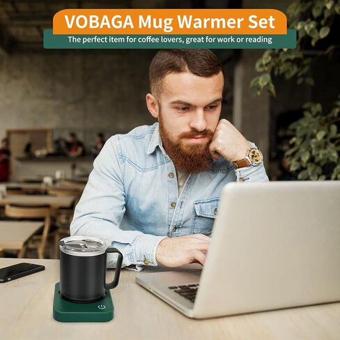 مجموعة VOBAGA لتدفئة قدح القهوة مع إيقاف تلقائي، تأتي مع كوب قهوة 15 أونصة، 3 إعدادات لدرجة الحرارة لأكواب القهوة وتدفئة الشموع المحمولة لملحقات مكتب المنزل والمكتب in Kuwait
