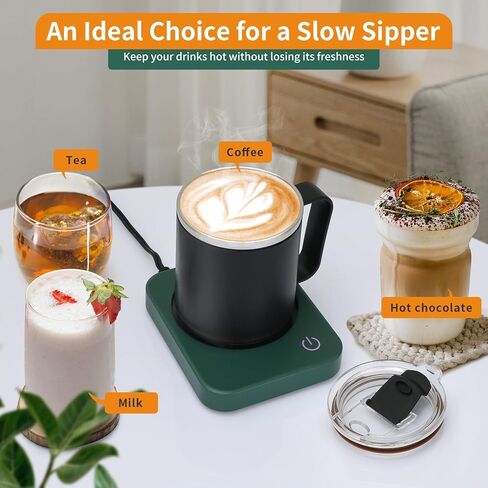 مجموعة VOBAGA لتدفئة قدح القهوة مع إيقاف تلقائي، تأتي مع كوب قهوة 15 أونصة، 3 إعدادات لدرجة الحرارة لأكواب القهوة وتدفئة الشموع المحمولة لملحقات مكتب المنزل والمكتب in Kuwait